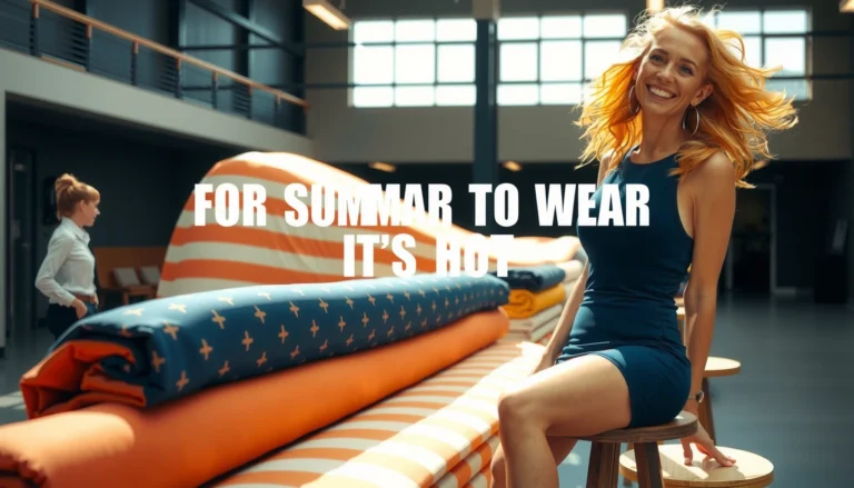 A variety of lightweight fabrics ideal for summer wear, showcasing styles for hot weather.