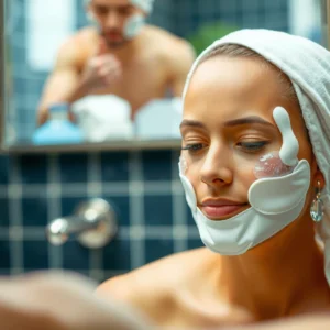 Woman applying body lotion to her face, exploring skincare tips and advice.