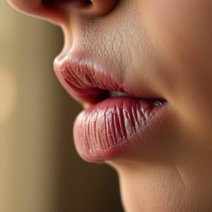 Image illustrating common causes and fixes for chapped lips in a blog article.