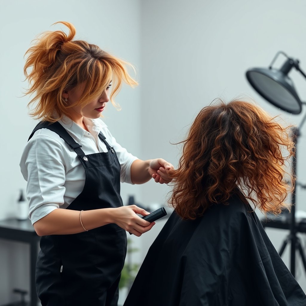 Illustration showing common causes of frizzy hair and tips to avoid them.