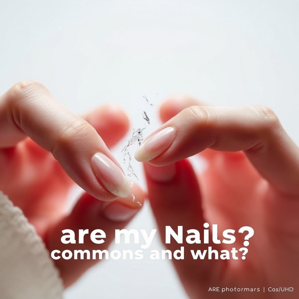 Illustration showing common reasons why nails break, including dryness, trauma, and nutritional deficiencies.