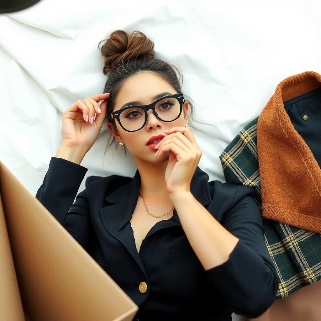 A shopper comparing unit prices of fashion items to find the best deal while shopping on a budget.