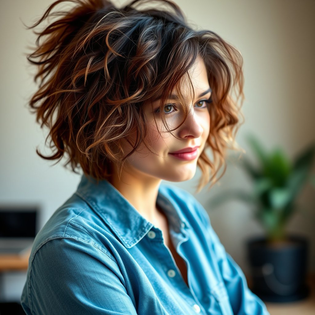 A person examining their hair to identify frizz patterns for better hair care solutions.
