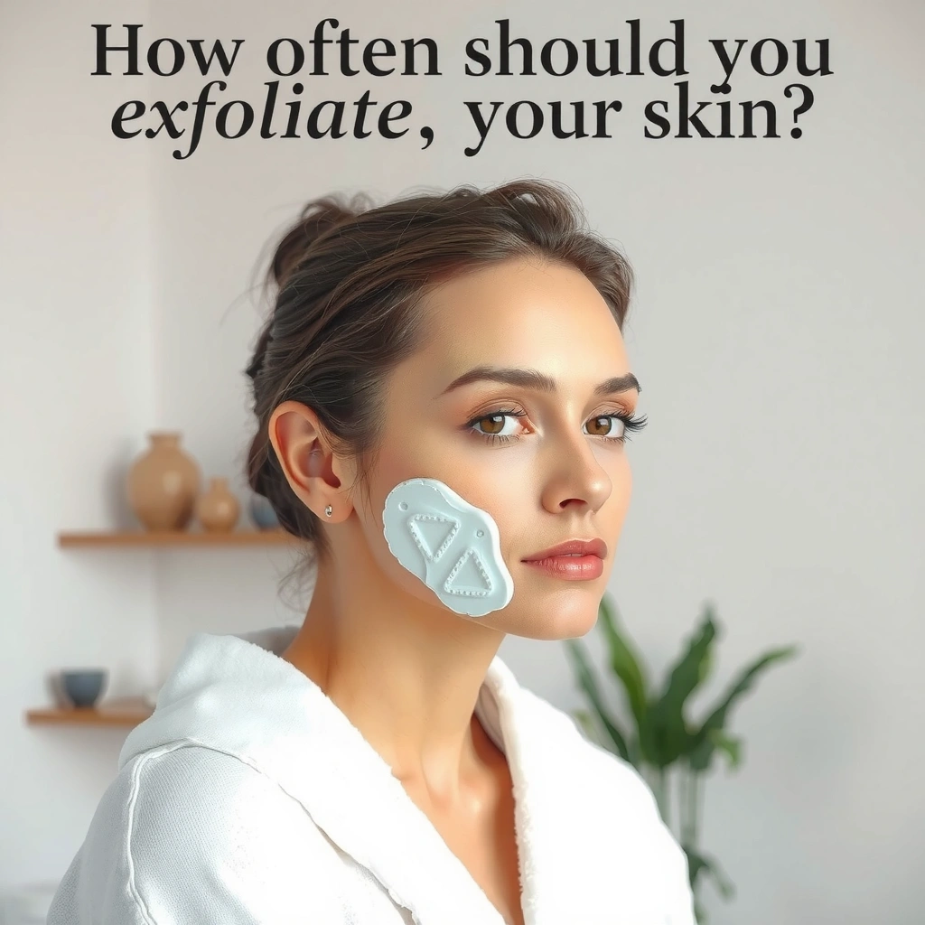 Illustration showing different exfoliant types and their recommended usage frequency for skincare.