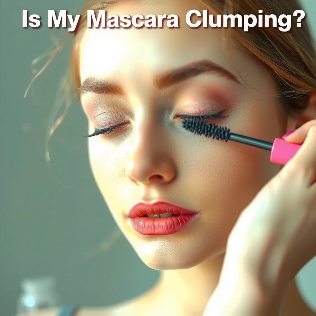 Image showing excess mascara on the wand, illustrating a common cause of clumping.
