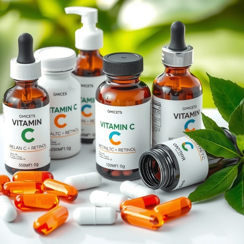 Illustration showing when mixing vitamin C and retinol is beneficial or harmful for skin care.