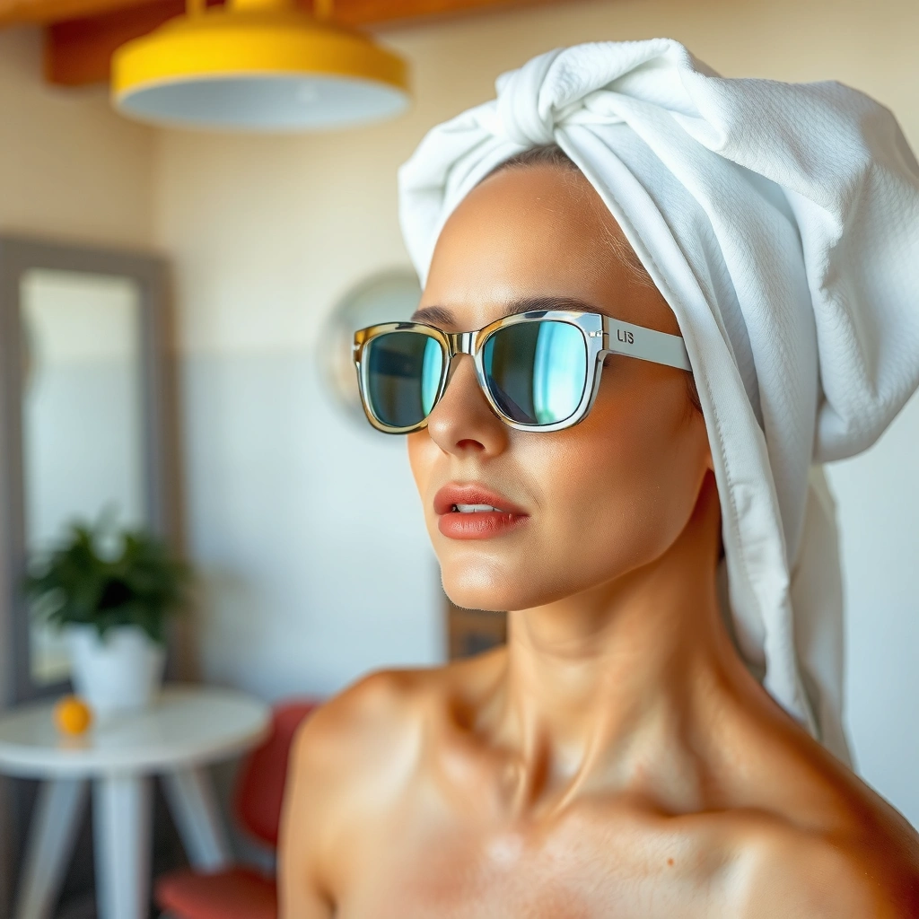A person performing a quick self-check to determine if they need sunscreen indoors.