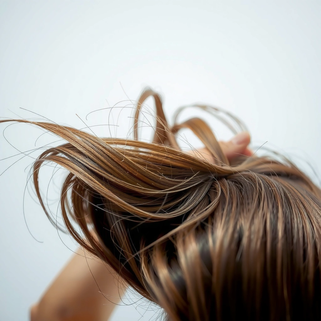 A person performing self-checks for hair loss at home, identifying common causes.