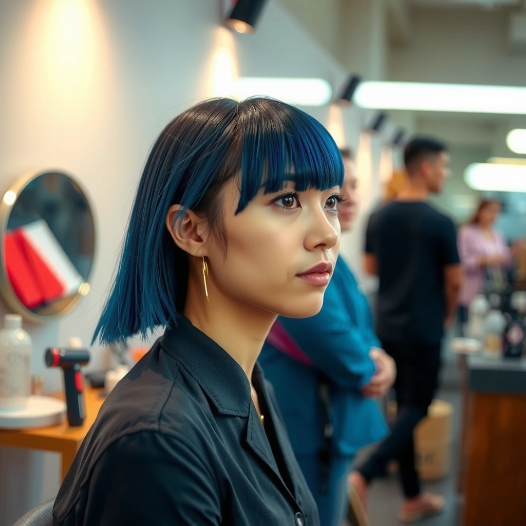 Professional stylist applying hair color during a consultation session.