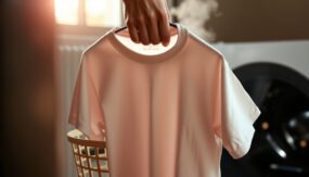A close-up of yellowed white clothes, illustrating common causes and solutions for discoloration.