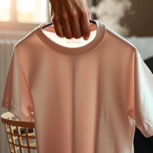 A close-up of yellowed white clothes, illustrating common causes and solutions for discoloration.